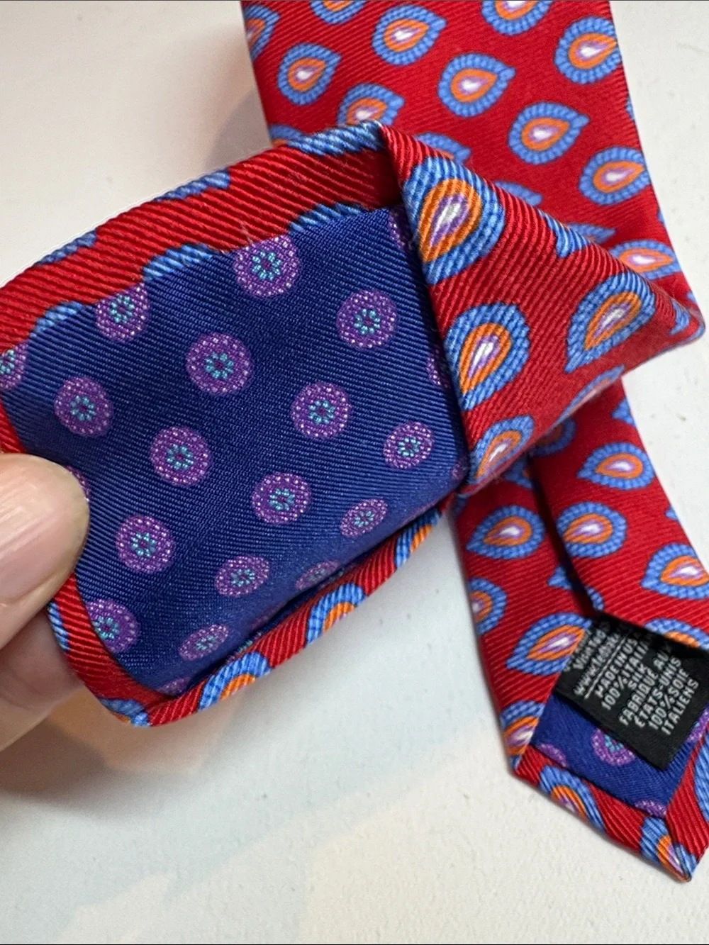 Ted Baker Red and Blue Patterned Silk Tie